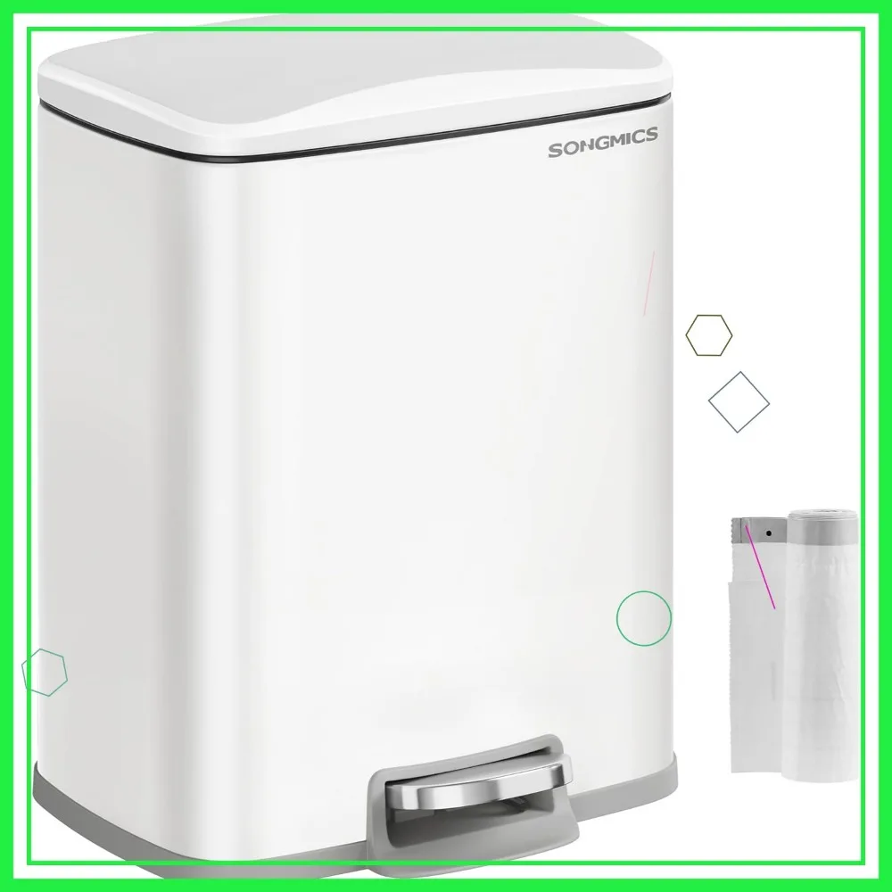 

5.2-Gallon Step Trash Can with Lid, Stainless Steel Kitchen Bin, Soft Close, Inner Bucket & 15 Bags Included