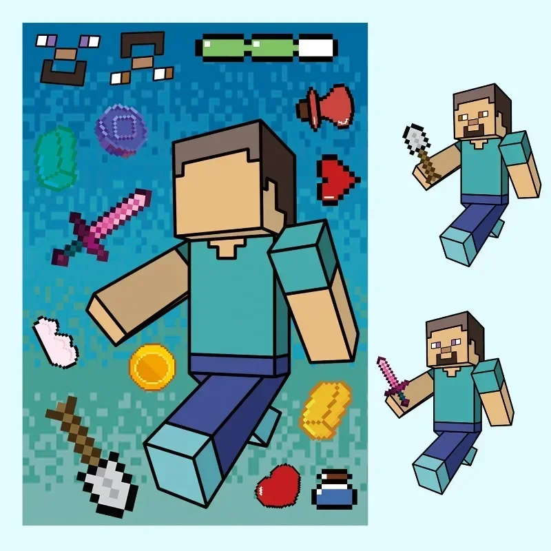 مجموعة ملصقات ماين كرافت مكونة من 8 قطع - شارات كرتونية كلاسيكية يمكنك صنعها بنفسك لأجهزة الكمبيوتر المحمول وحافظة الهاتف والأمتعة وسجل القصاصات (هدية قرطاسية لطيفة)