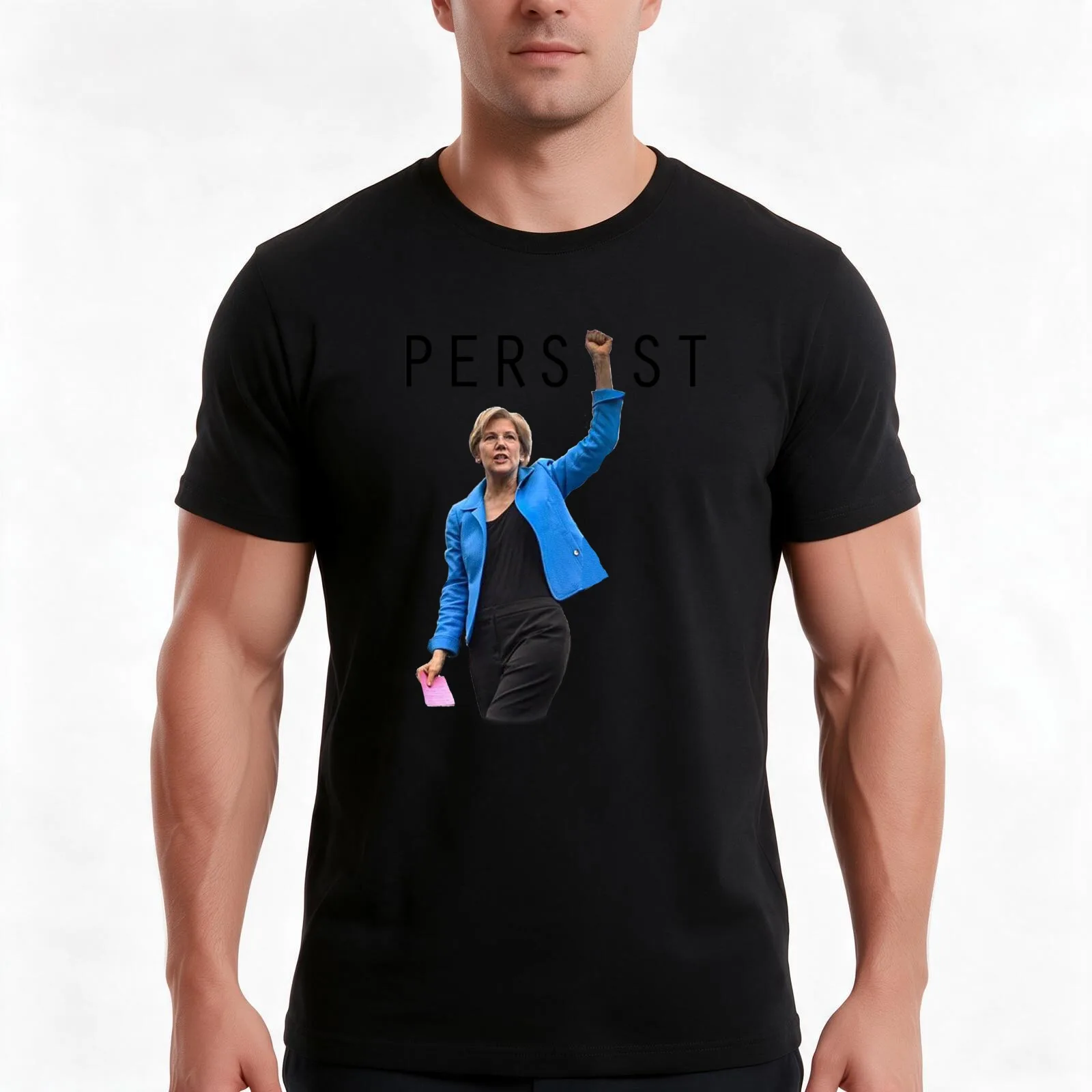 ELIZABETH WAREN- PERSIST T-Shirt, Classic Crew Neck Shirt, Breathable Cotton Everyday Tee