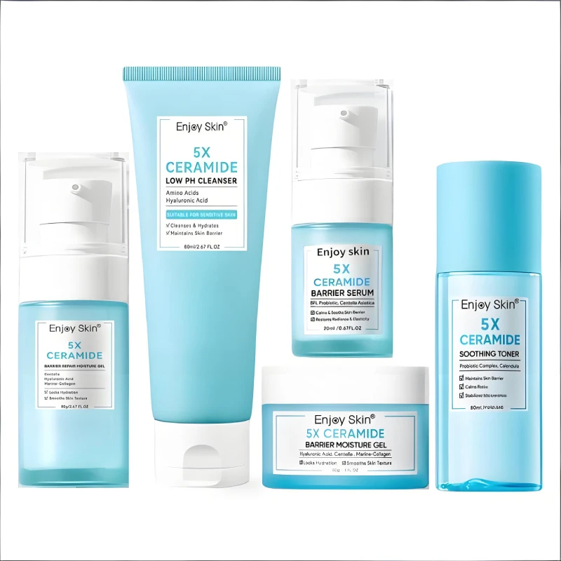 

Серия косметики для лица с керамидами: успокаивающий тоник, увлажняющий крем для лица, очищающее средство с низким pH, восстанавливающая сыворотка, увлажняющий гель, средство для увлажнения кожи.