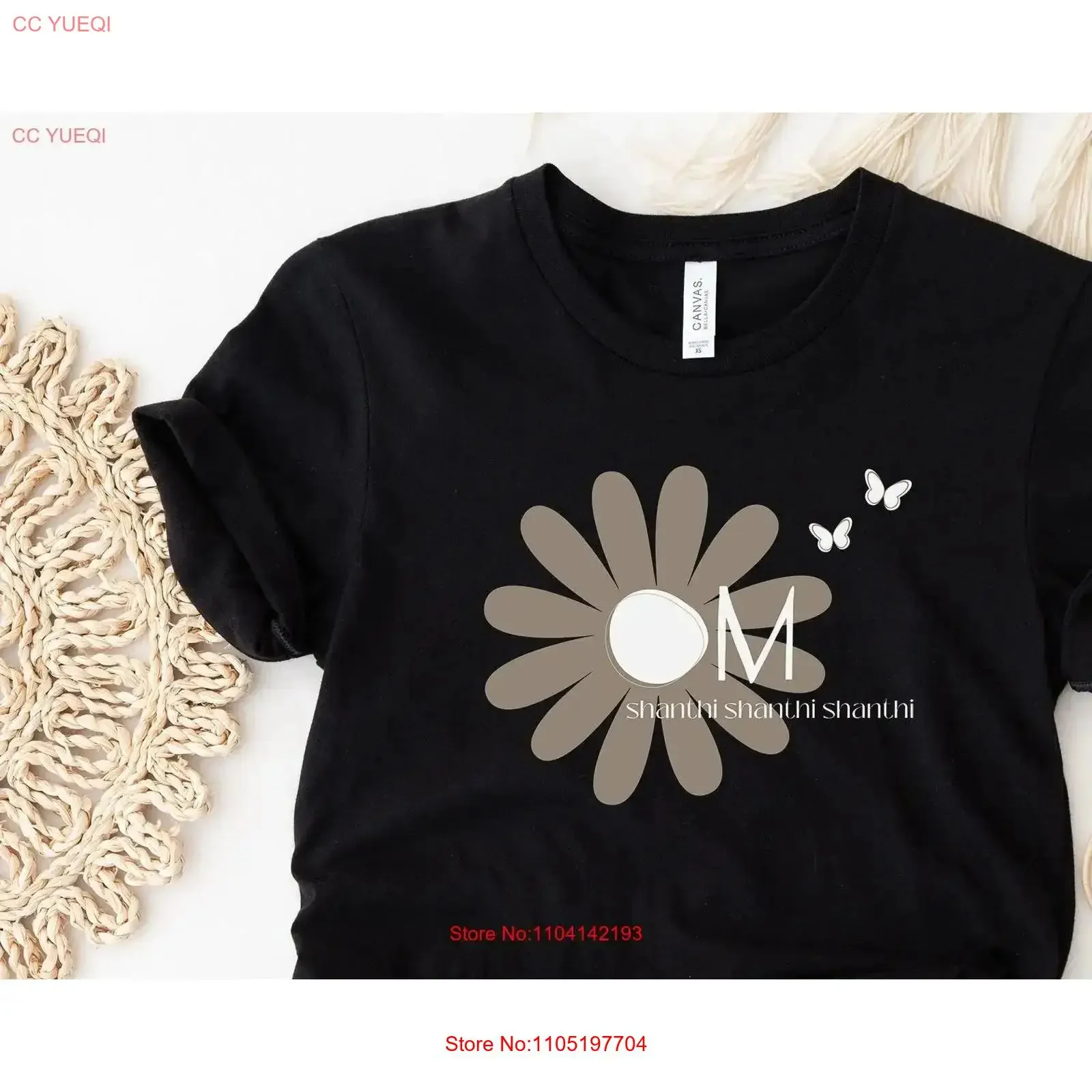 

Om Shanthi T Shirt Yoga Flower Peace Mantra Meditative Clothes Mindfulness Presents vintage Washed fashion graphic Versatile