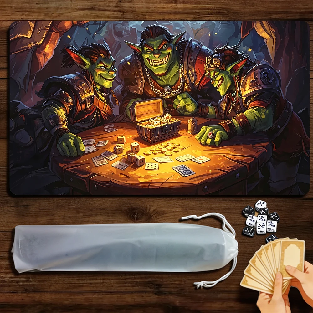 Goblin Bandits TCG Playmat Magic Playmat Gathering Gaming Mat with Stitched Edge Anti-slip base 60X35cm Trading Card Game