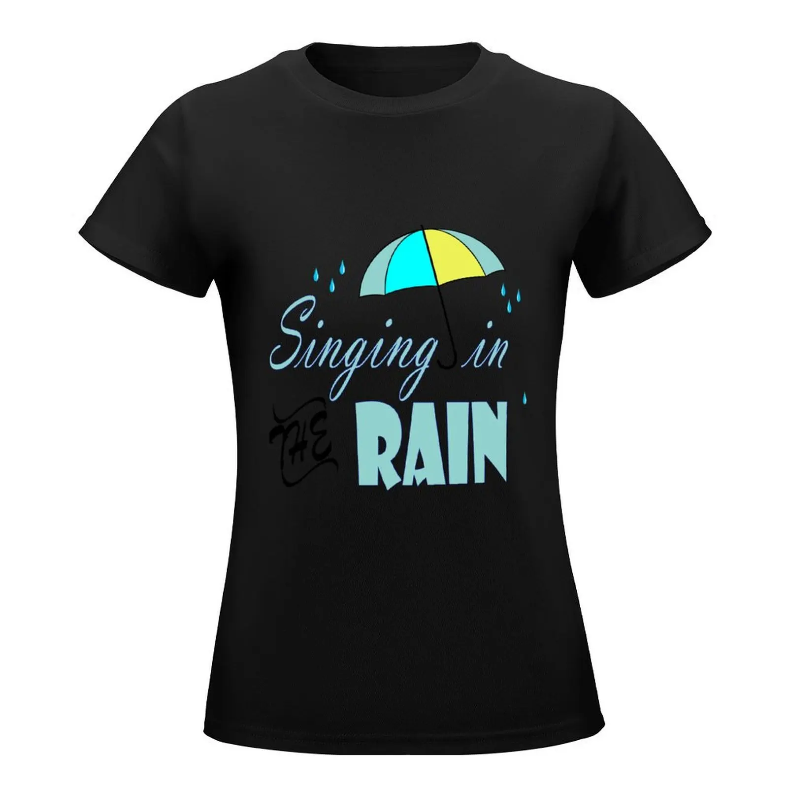 Singing in the rain T-Shirt korean fashion Short sleeve tee summer clothes vintage clothes workout shirts for Women