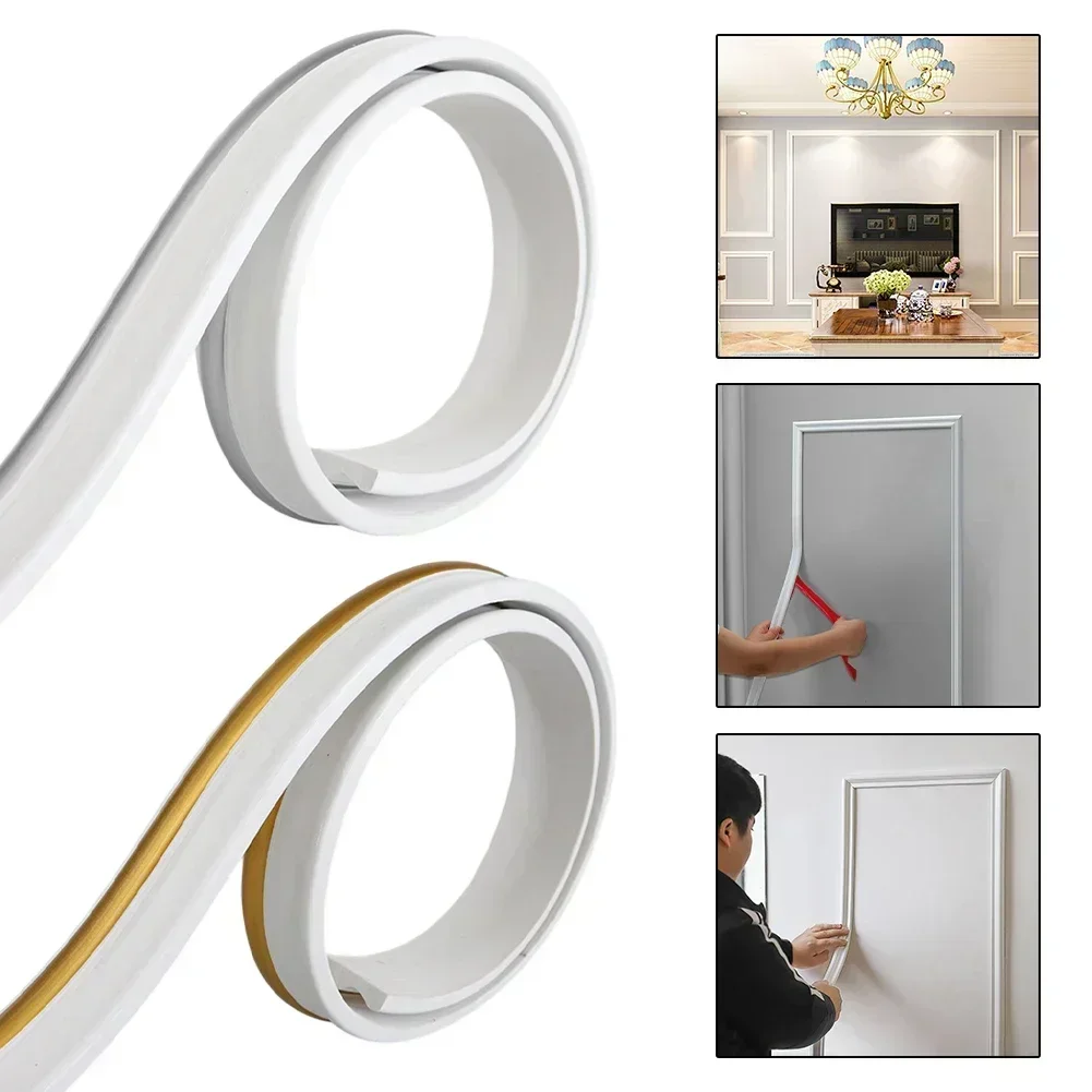 2m Flexible Wall Molding Trim, Peel And Stickss 3D Wall Edging Strip, Self-Adhesive Crown Molding Ceiling Border Wall Trim Tools