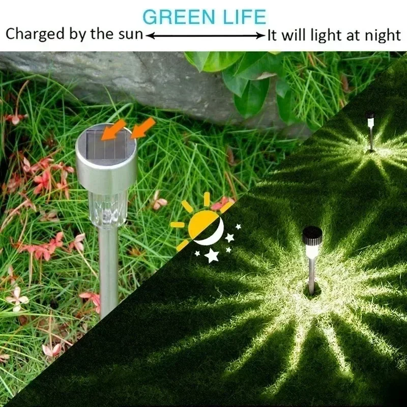 10Pcs New High Quality White LED Lawn Light Lamp Solar Outdoor for Courtyard Walkway Garden Landscape Lights Lighting