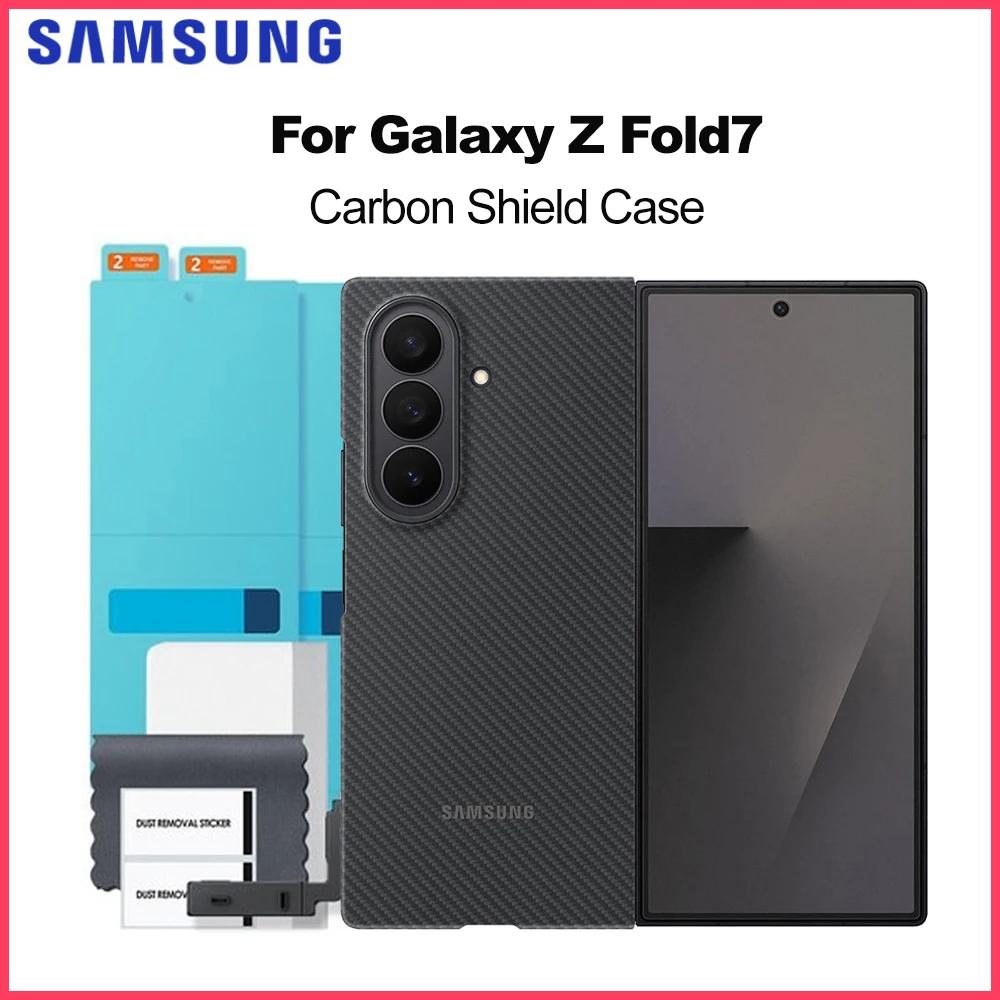 

Original Samsung Galaxy Z Fold7 Official Carbon Shield Phone Case with Screen Protector Carbon Premium protective Case EF-XF966