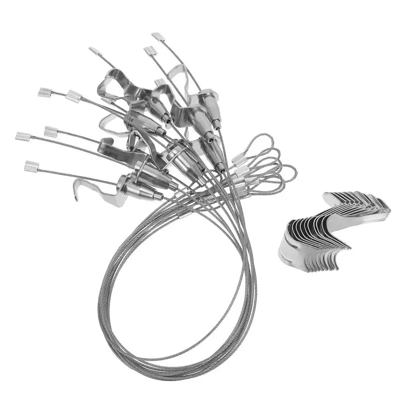 10 Sets Picture Rail Hook Hanging Wire Kit Hanger Frame Hooks Wall Adjustable System Rails and paintings Cimaise Wire Hooks