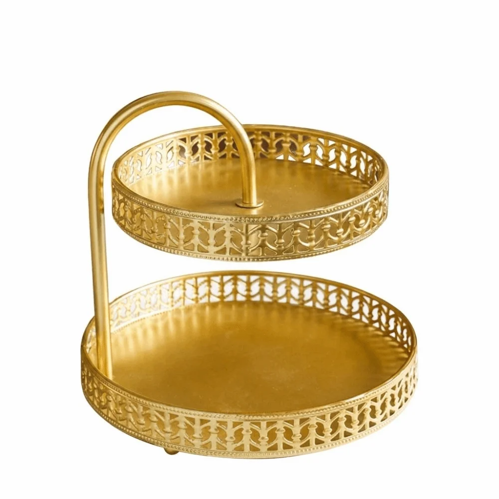 Long‑time Usage Sturdy Storage Tray Coated Metal Display Holder Round Smooth Elevated Base Pastry Rack Snack Storage