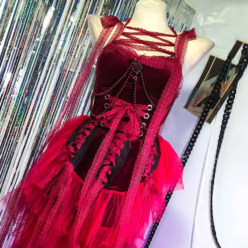 Y2K TOPS anni '90 Fai da te fatto a mano Kawaii Catena Fata Abito gotico Emo Grunge Eco Festival Outfit Trendy E-Girls Punk Rock Goth Harajuku