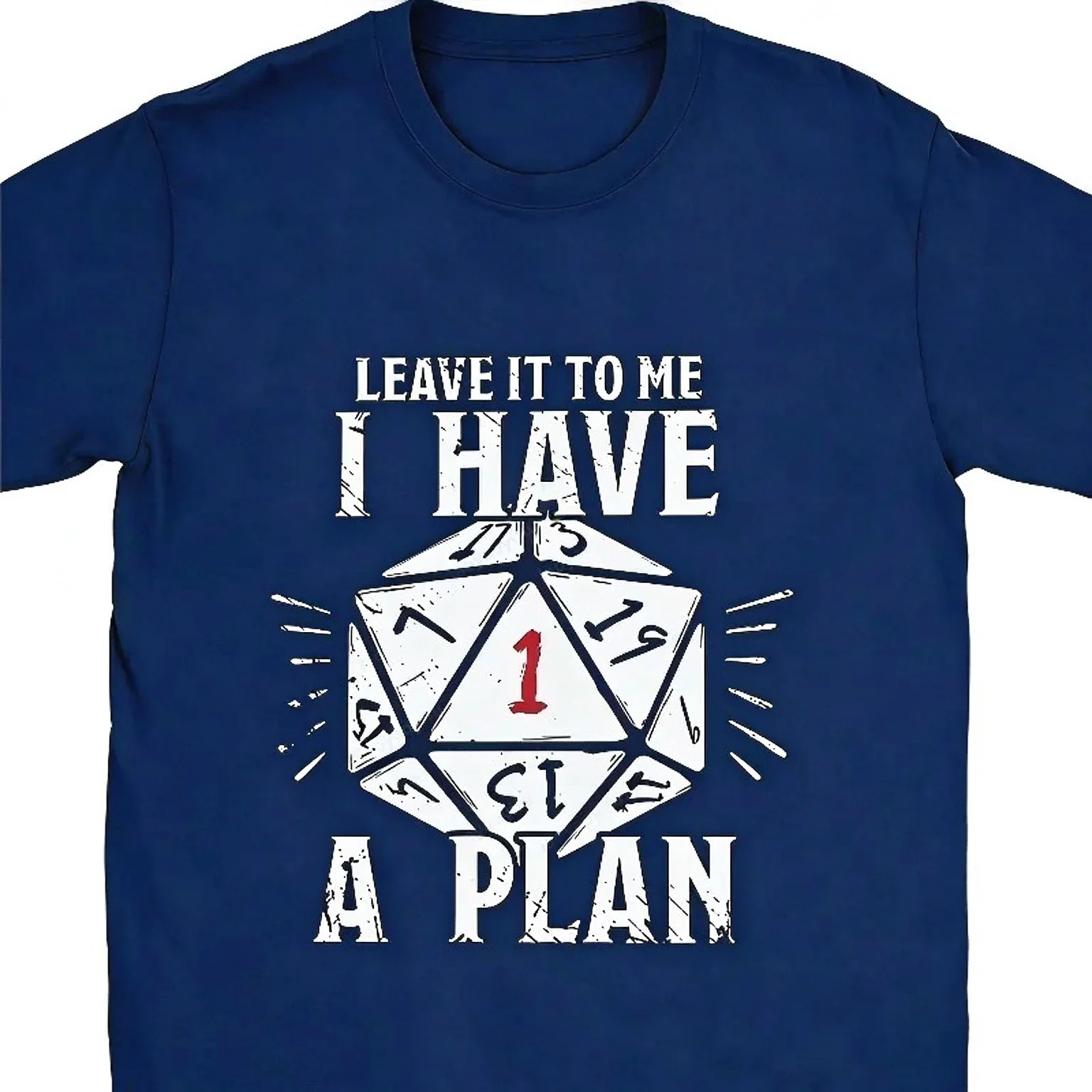 2026 Men's D20 Dice Tabletop RPG T-Shirt Leave It To Me I Have A Plan Casual Gamer Tee Short Sleeve Gift Dungeons & Dragons Fans