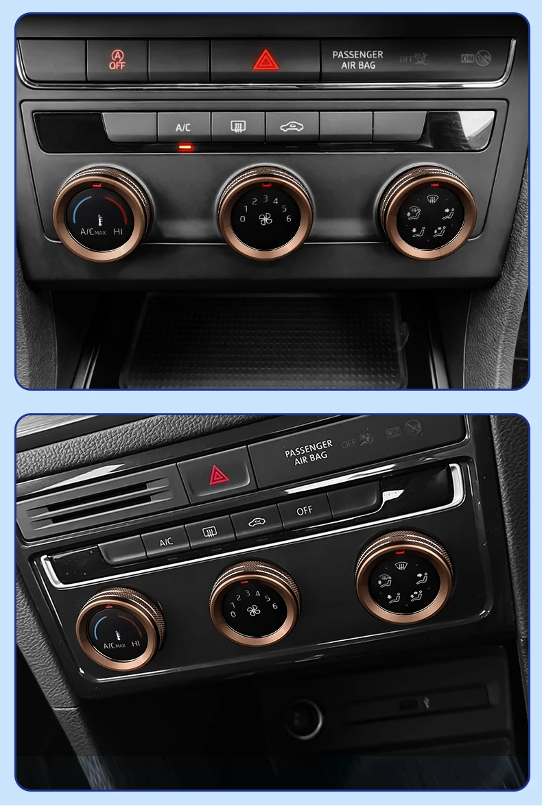 Aluminiumlegierung für SEAT Leon MK3 2013 2014 2015 2016 2017 2018 2019 Auto Mittelkonsole Luftreglerknopf Ring Innenabdeckung – Detail 9