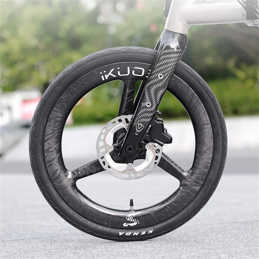Ikuos Carbon Fiber Tri-Spoke Wheelset For NEO Bicycle 349/406 Center-Lock Thru Axle Wheels