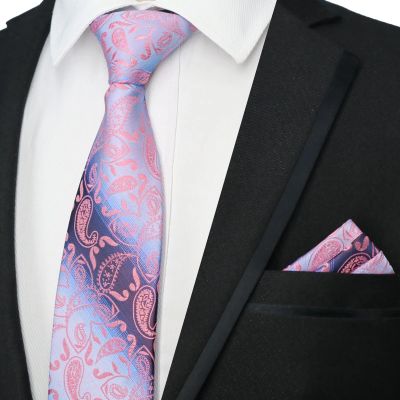 Conjunto de gravata de luxo 8cm dos homens gravata pescoço conjuntos para homem floral ponto listras cor rosa jacquard cravat gravata festa de negócios corbatas