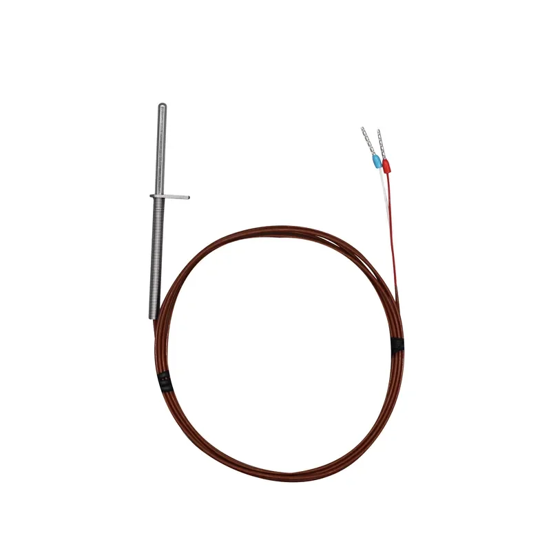 Flange Type K Thermocouple | Stainless Steel Probe with Brown Silicone Cable for Industrial High Temperature Measurement