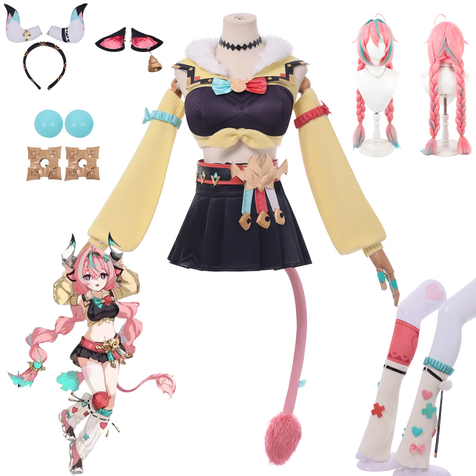 

Anime Varesa Cosplay Game Genshin Impact Costume Outfit Cosplay Dress Carnival Halloween Comic Animation Party Clothing Wig Suit