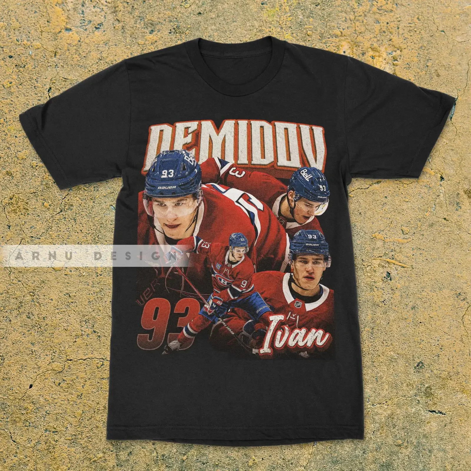 Ivan Demidov Hockey T Shirt Retro 90s Vintage Design AU60 vintage Washed homme graphic Unisex fashion Casual Comfortable