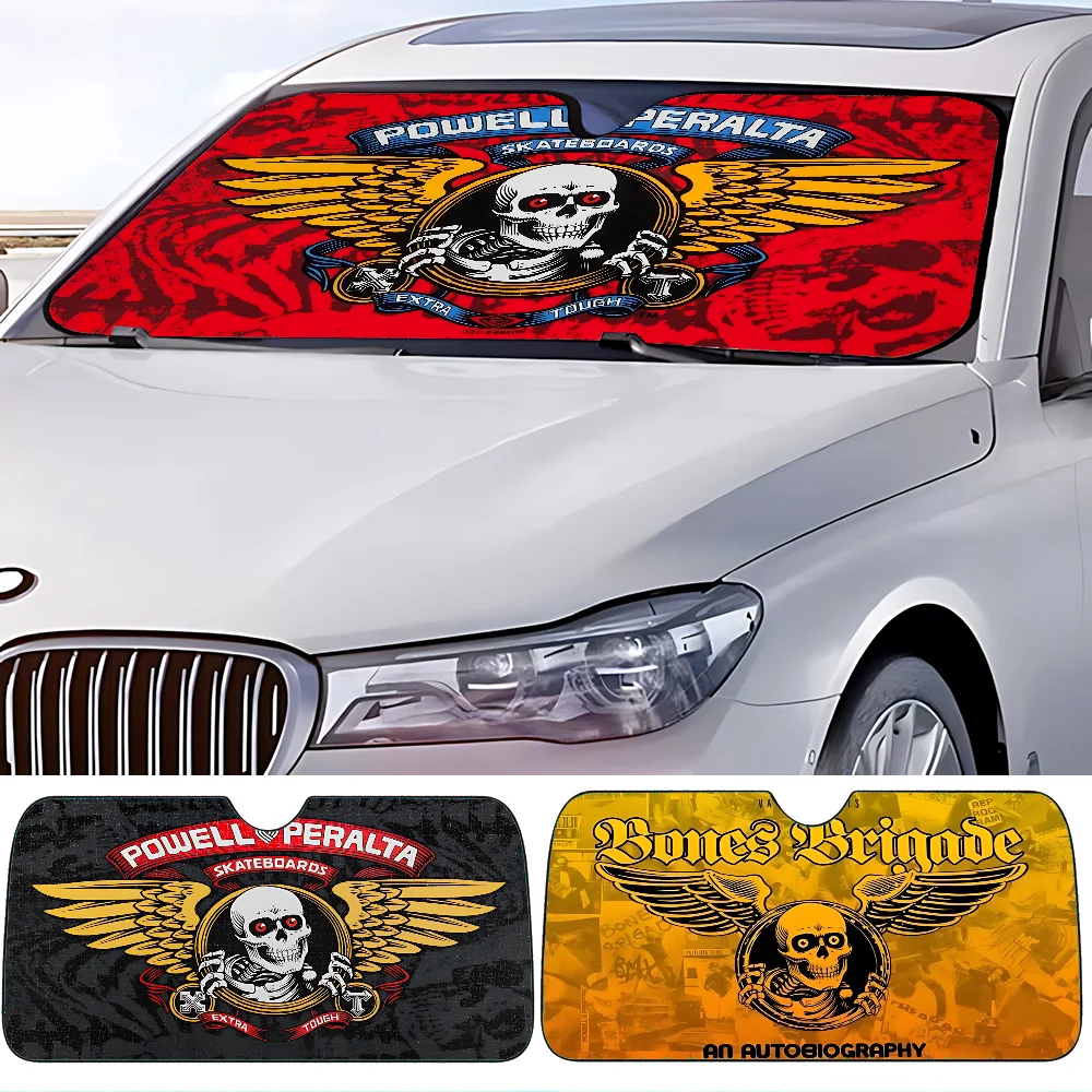 

P-Powell P-Peralta Car SunSha Windscreen Front Window Visor 70x130cm Sun Visor Solar Protect Plaid Gift Novelty Car