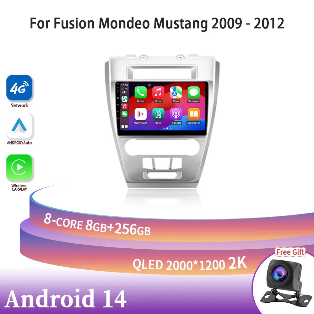 

Автомобильный радиоприемник Android 14 для Ford Fusion Mondeo Mustang 2009-2012 навигация 4G GPS мультимедийный автомобильный Головной блок экран 2Din Carplay