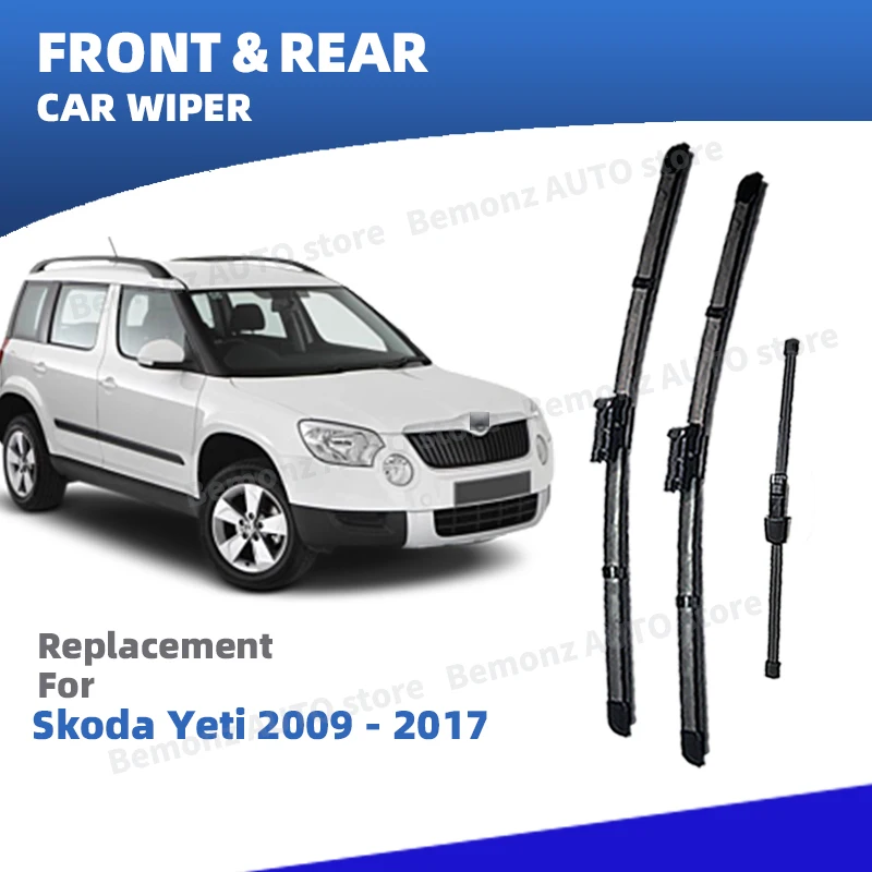 

LHD Front Rear Windshield Wiper Blades For Skoda Yeti 2009 - 2017 3pc Windshield Windscreen 24"+19"+11" Brushes Accessories