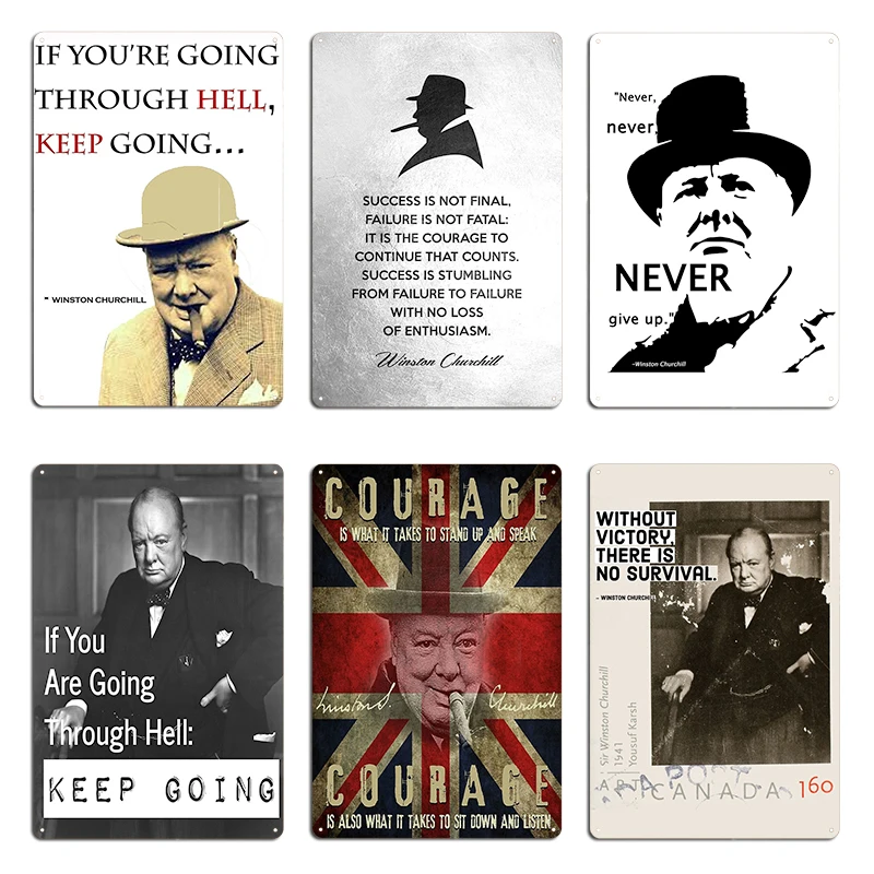 Quotes Winston Churchill Metal Sign Cinema Kitchen Pub Garage Personalized Plaques Churchill Quotes Tin Sign Poster