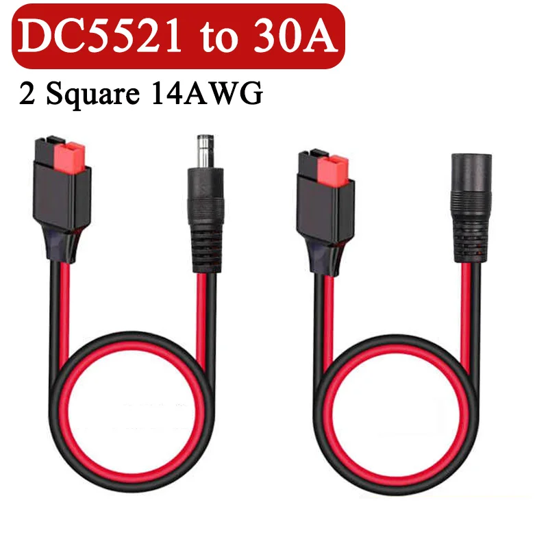 DC5521 to 30A 45A Plug Cable for Connector 14AWG DC 55x21mm Male and Female to 30A Plug Wire Solar Power Adapter Cable