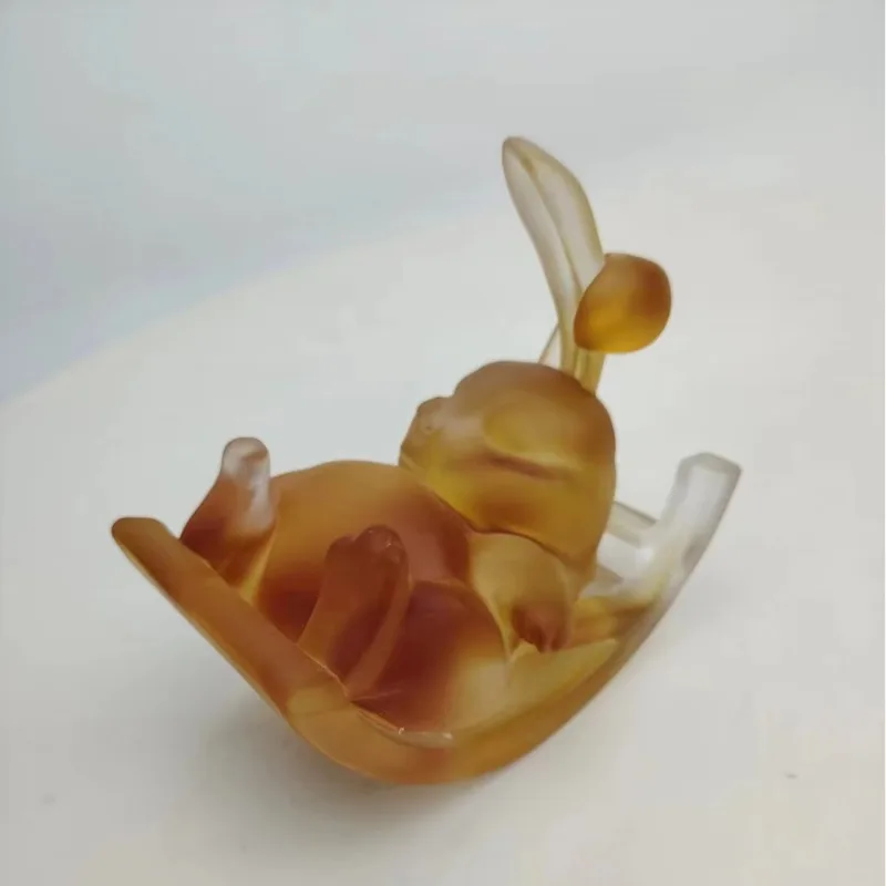 Crystal glass zodiac rabbit, trinkets, cute figurines, gifts, living room desktop, bedroom entrance channel decoration