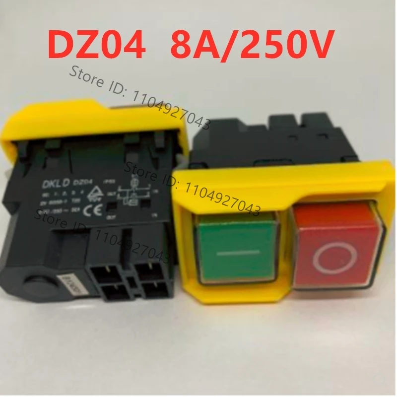 5PCS DZ04 4 Pins Waterproof Electromagnetic Push Button Switches Start Stop Switch For Grinding Machine 250VAC 8(6)A