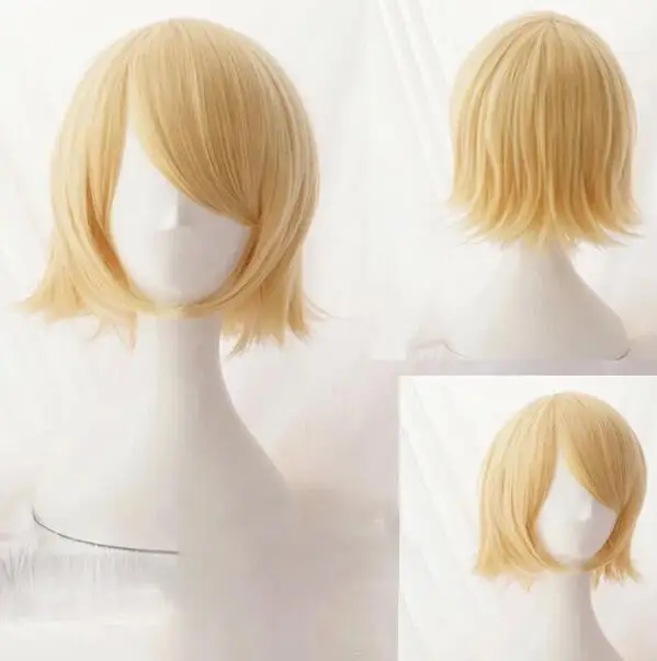 

Short blonde hair, heat-resistant synthetic hair, anime role-playing wig