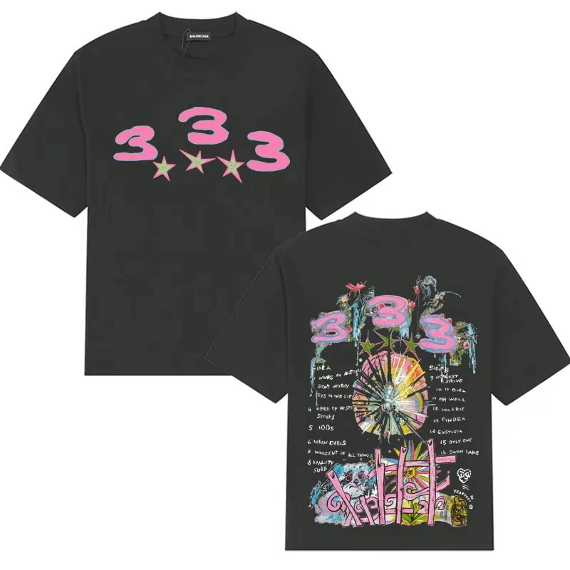 السويدية Bladee 333 Harajuku تي شيرت استنزاف عصابة ألبوم الرسومات طباعة تي شيرت محايد تي شيرتات قصيرة الاكمام الهيب هوب Y2K الملابس