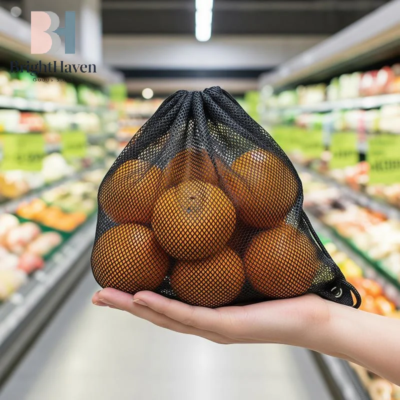 Mesh Drawstring Bag Backpack Black Mesh Bags Heavy Duty Soccer Ball Net Bag Equipment Bag For Gym Beach Swimming Gears B.H