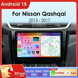 Android 15 Carplay Auto Radio For Nissan Qashqai J11 X-Trail 3 T32 2013-2017 Qualcomm Car Multimedia GPS Navigation Autoradio