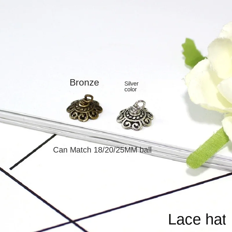 

50 pcs Two color petal style silver and gold bronze hanging caps can be used for DIY18/20/25mm glass ball jewelry gifts