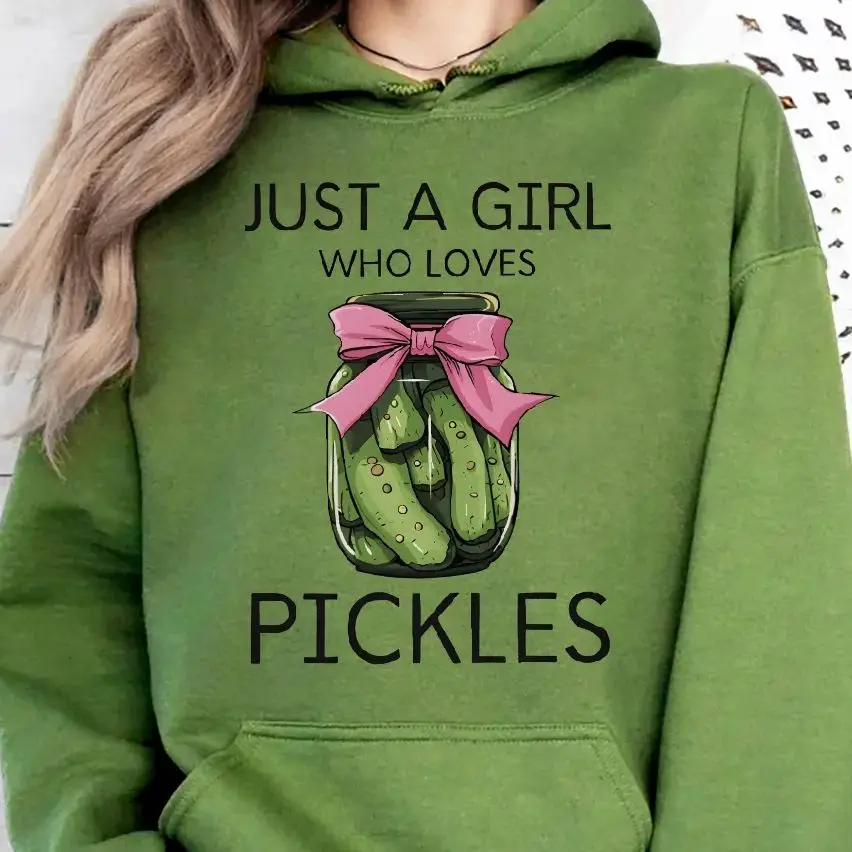 

Sweatshirt Long Sleeves Stylish Pullover Y2K Graphic Hoodies Crew Neck Unisex Casual Daily Wear Just A Girl Who Loves Pickles