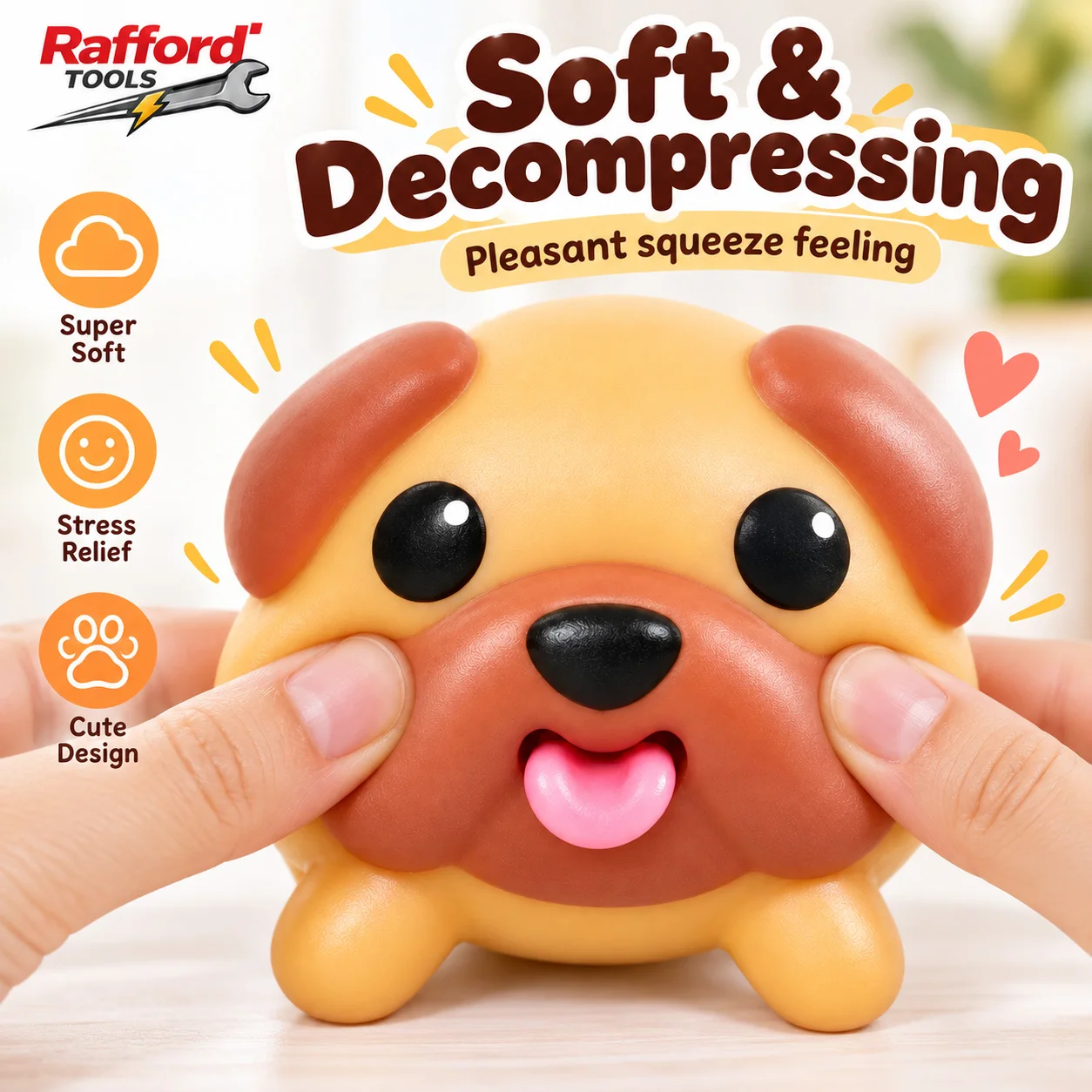 Funny Pug Squeeze Toy with Pop-Out Tongue Cute Stress Relief Fidget Toy Desktop Decompression Puppy Gift for Kids Adults