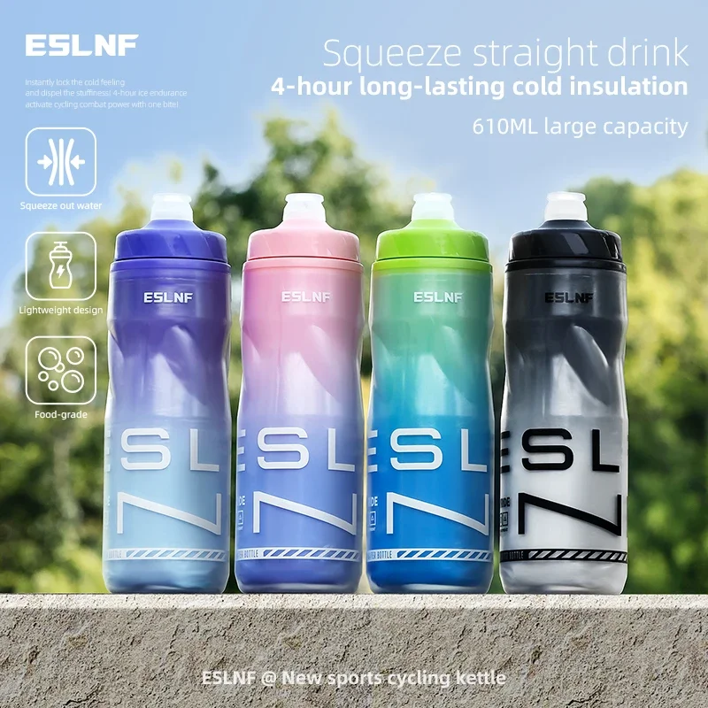 

ESLNF 610ML Large Capacity Bicycle Riding Bottle Road Bike MTB Double-layer Insulated Water Bottle Portable Bicycle Water Bottle