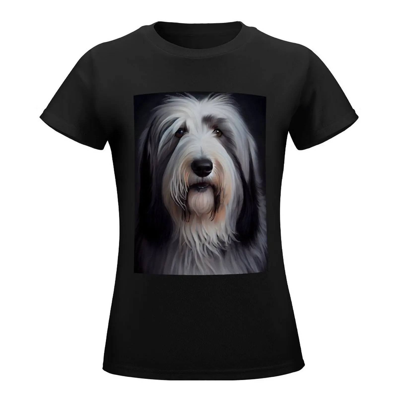 Bearded Collie - Oil Paint T-Shirt Aesthetic clothing funnys cute clothes korean Women's clothes