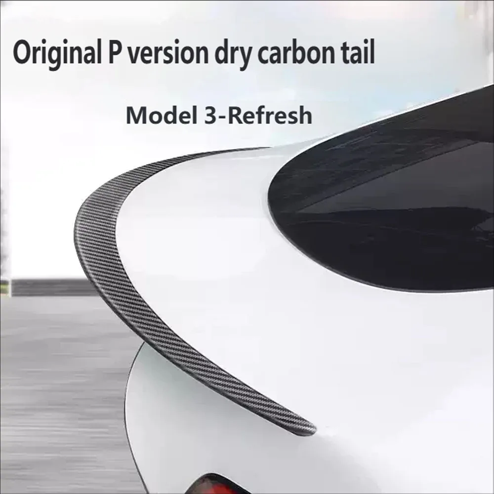 

For Tesla Model 3-Refresh Car Rear Spoiler Trunk Roof Lip Tail Wing ABS Spoiler Tuning Body Kit Trim Tuning