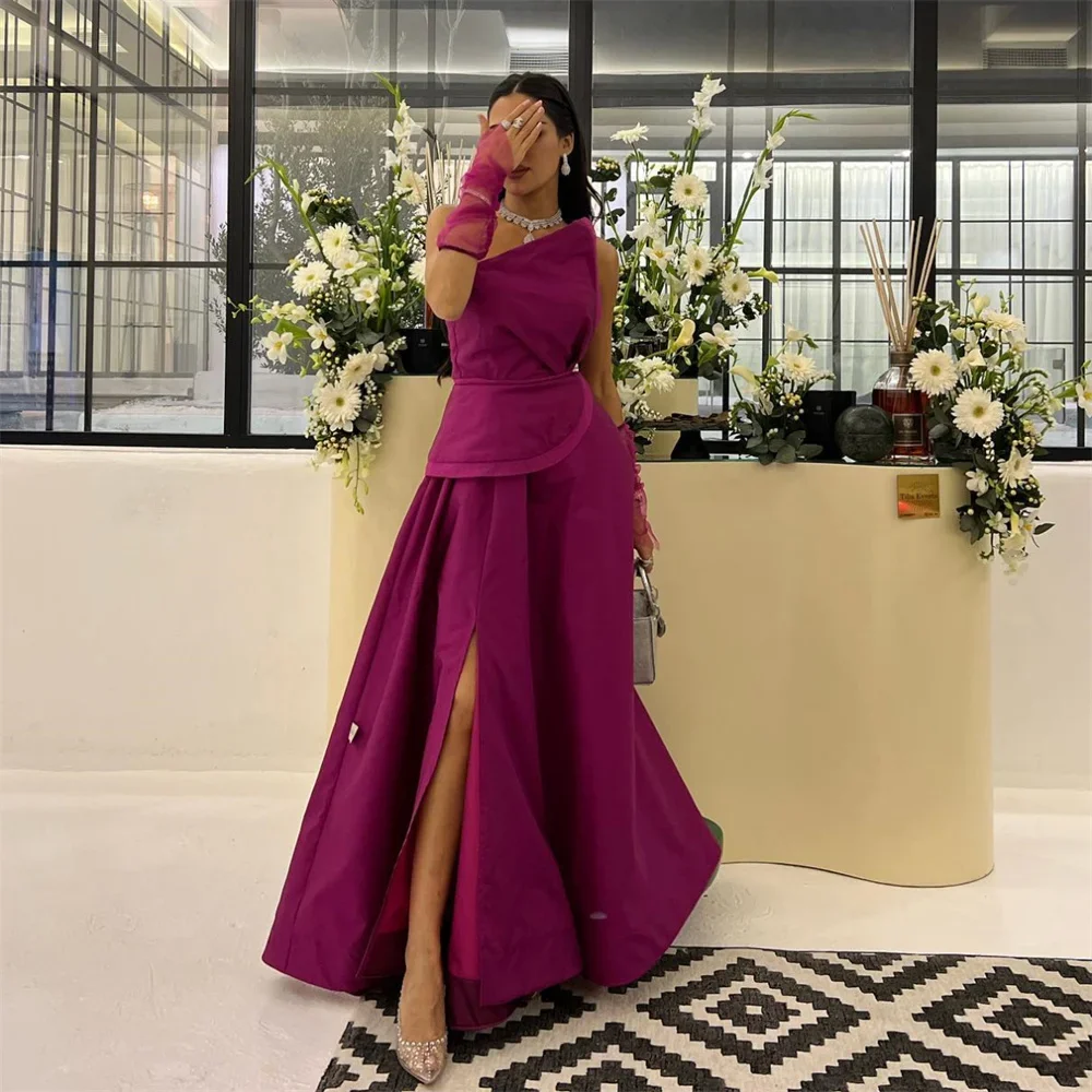 

Saudi Arabia Formal Gown Dearin One-shoulder A-line Floor Length Skirts Layered Draped Bespoke Occasion Dresses Evening Prom Dre