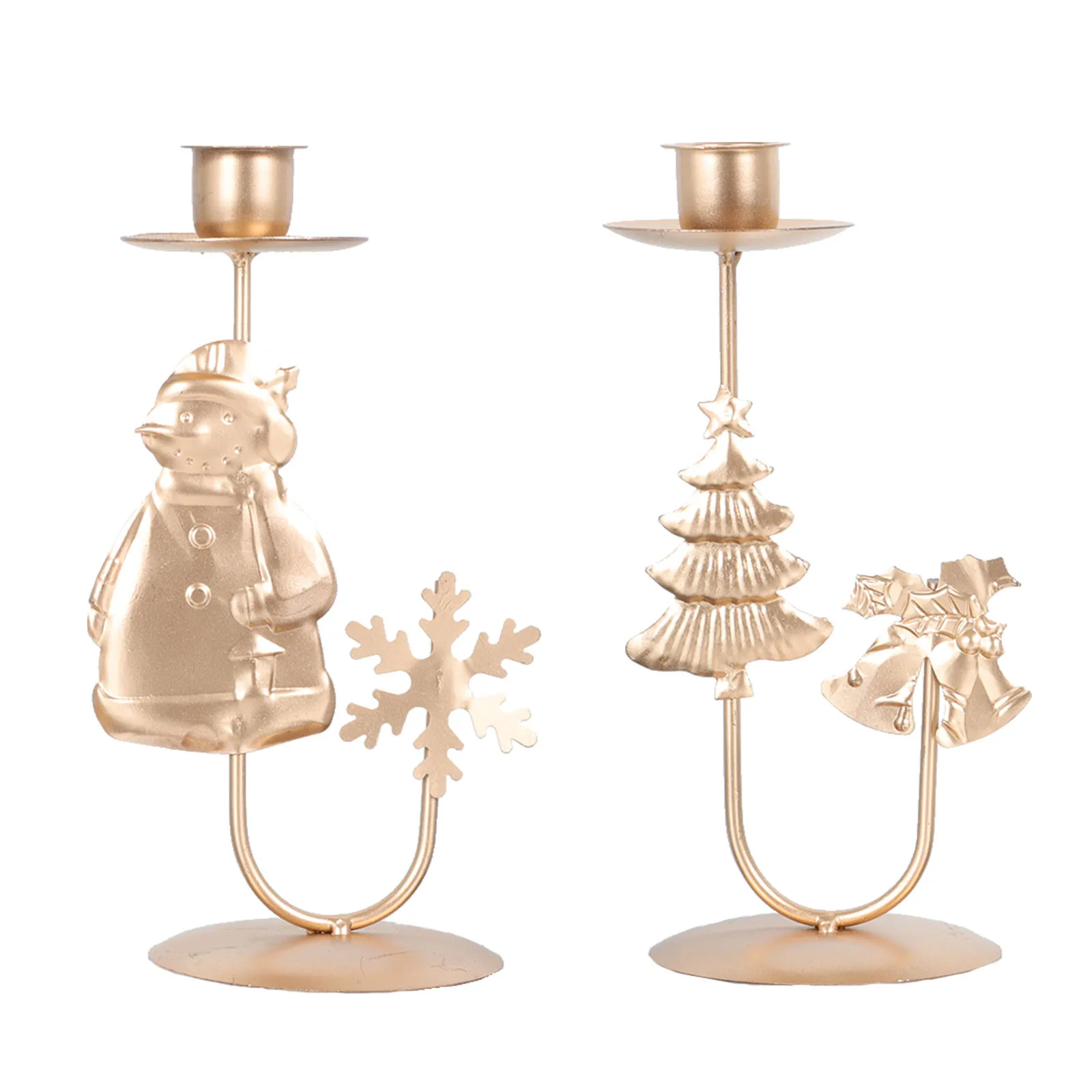 

2Pcs C Holder Iron Christmas Tree Snowman Design Winter Party Tray Desktop nament Retro Style Home Decor