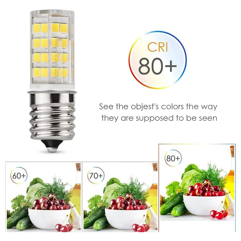 4 Pack 4W Dimmable LED E17 Microwave Oven Bulb , Daylight 6000K 40W Halogen Equivalent Light ,Ceramic E17 LED Bulb