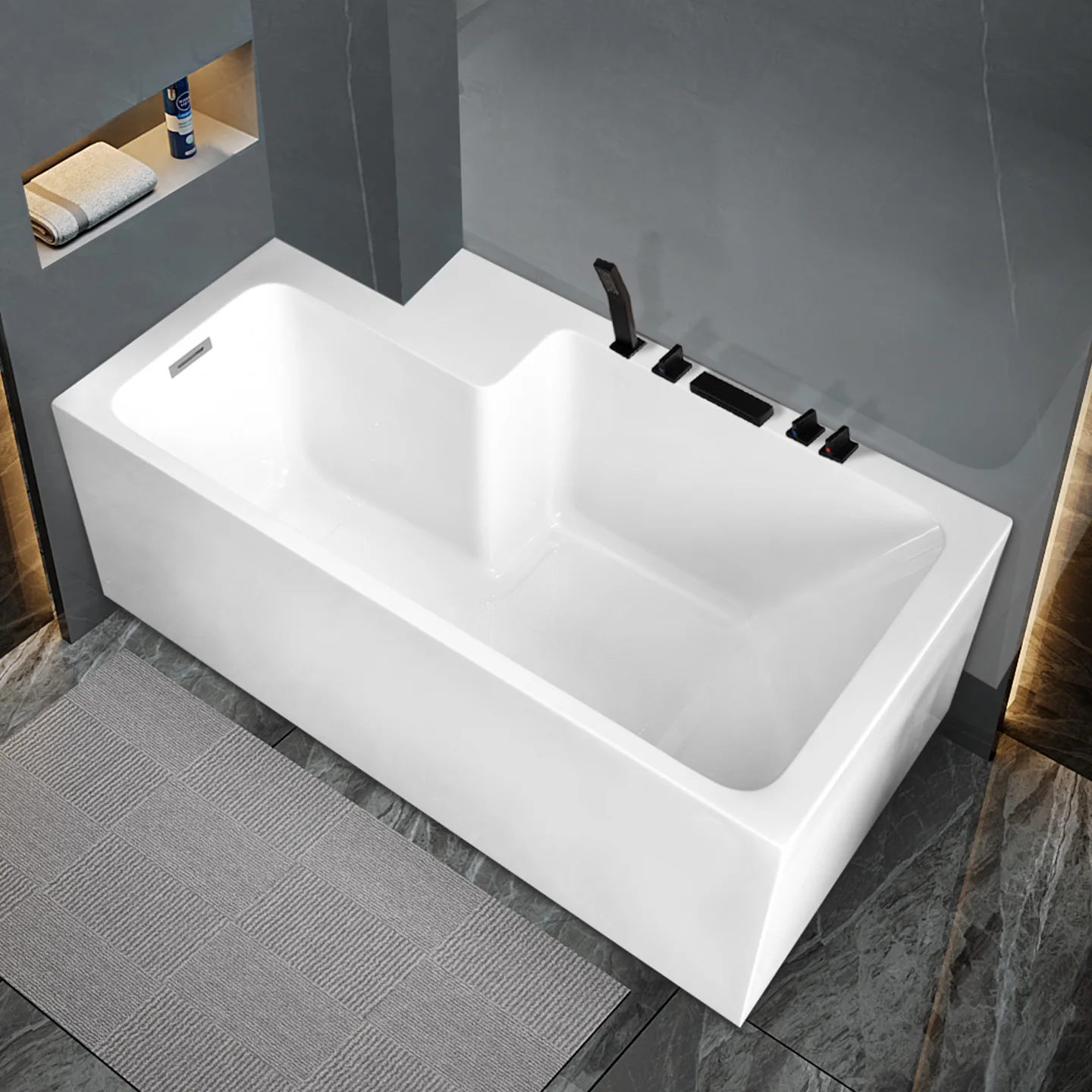 Exclusive non-standard special-shaped inner cut corner bathtub household adult 1.5-1 meters corner space column wall bath