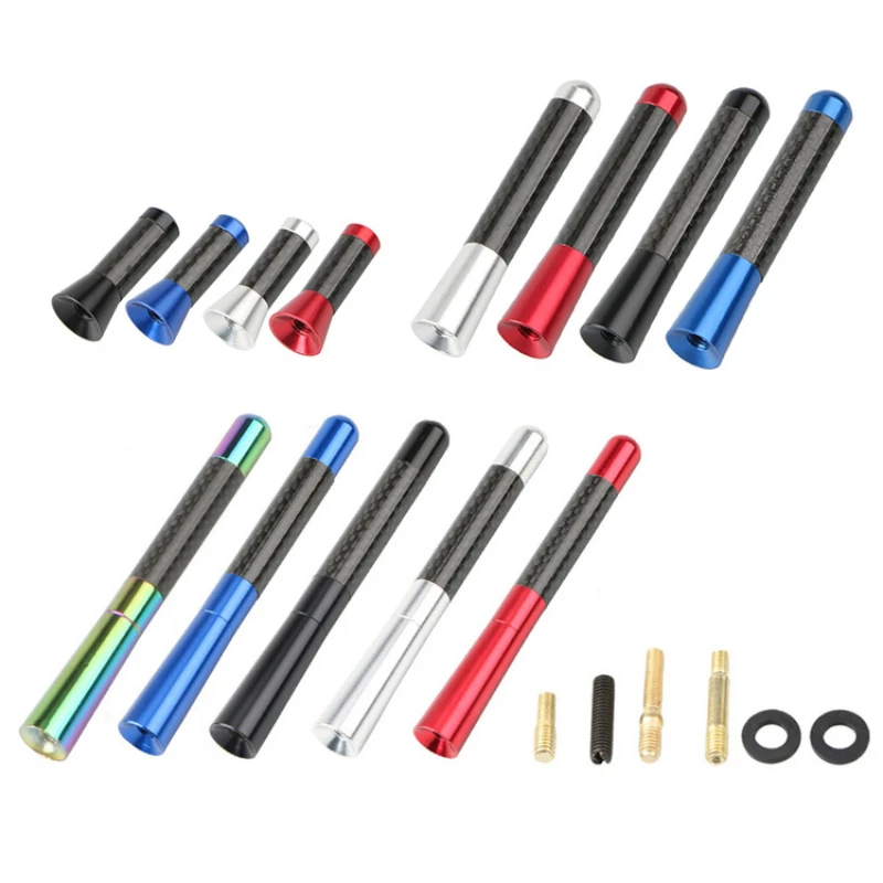 Antena de techo para coche, señal mejorada FM/AM, tornillo de fibra de carbono de Metal de 3,5 cm, mástil corto y rechoncho, accesorios aéreos de Radio, estilo, 1 unidad