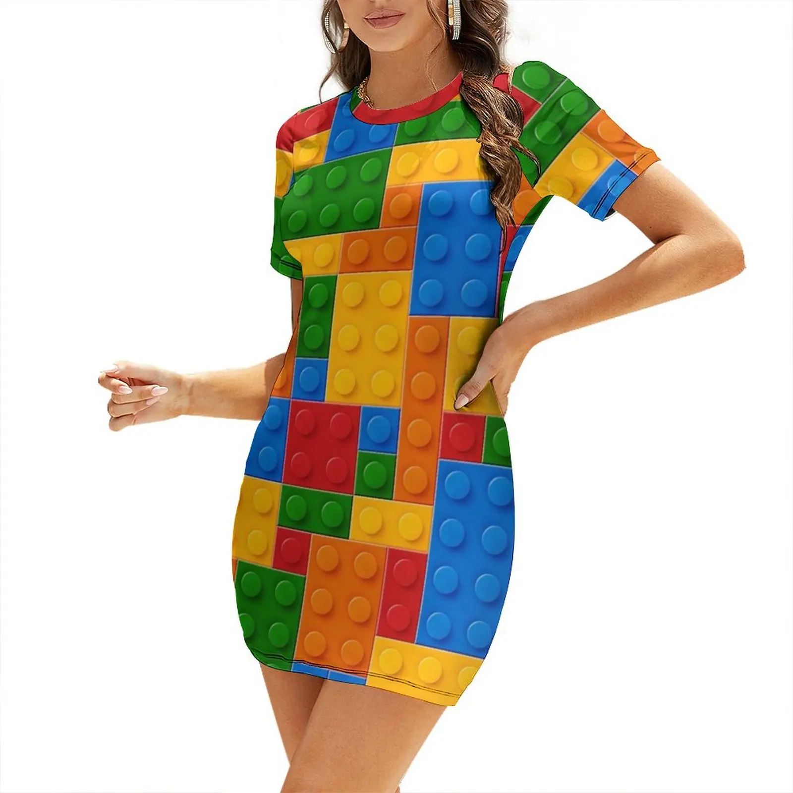 Blocs de construction en plastique jouet robe à manches courtes robes de soirée élégantes pour les femmes 2025 robe femmes été 2025