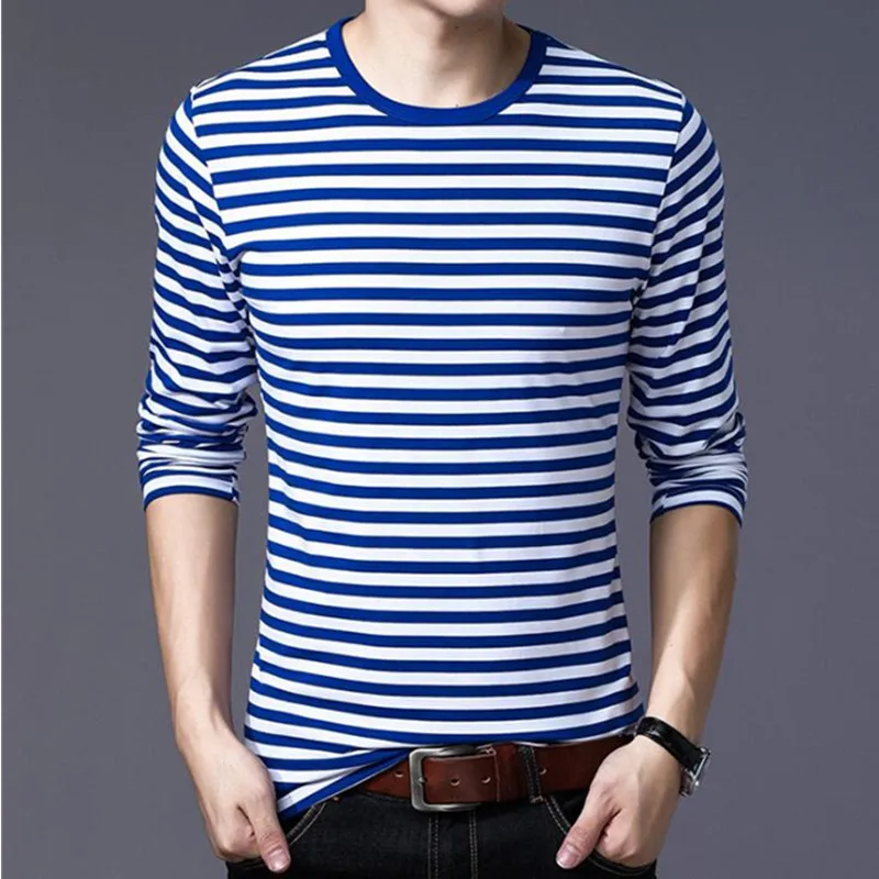 Image of Herrenbekleidung T-Shirts Herrenbekleidung Harajuku Damen-T-Shirts Gestreift Lässige Langarm-Shirts Modische große Oberteile