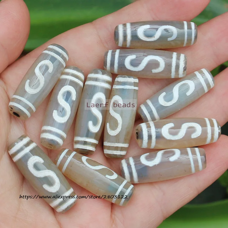 3pcs Natural White Agate 28-30mm Many patterns Tibet Dzi Agate,Lucky Symbol,Powerful Amulet,For DIY Jewelry Making !