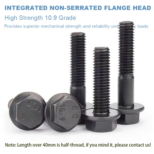 Imagen 2 del producto NINIDEJIN 1-10 Uds pernos de brida hexagonales no grabados M6 M8 M10 M12 M14 M16 pernos hexagonales de acero de aleación de grado 10,9 con brida