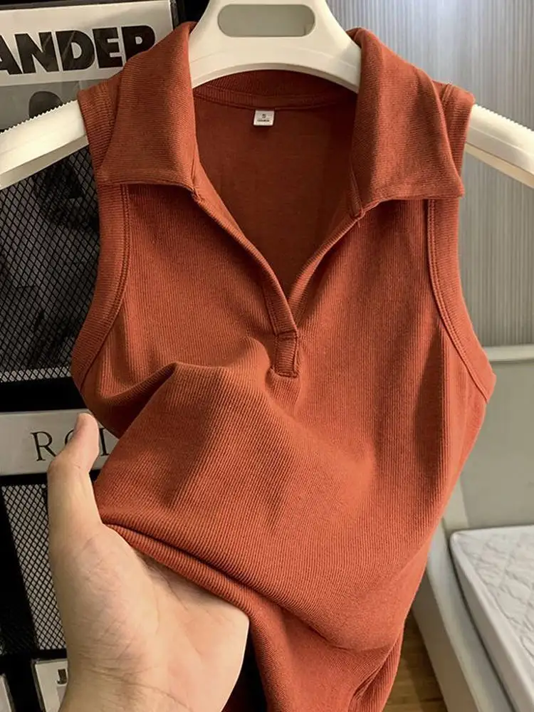 

plus Size 300 Pounds Retro Neck Vest Women's Loose Sleeveless Summer Slimming Hot Girl T-Shirt Korean Style Commute