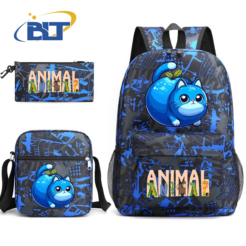 Cute Fruit Animal Print Student Backpack Set, Youth Shoulder Bag, Lápis Bag, Presente para crianças, 3 pcs