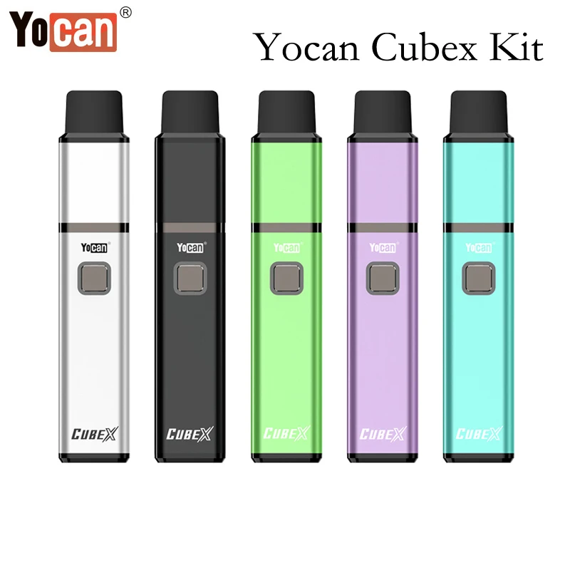 Original Yocan Cubex ชุด Vape 1400mAh แบตเตอรี่ TGT Coil Tech 3 ระดับแรงดันไฟฟ้า Type-C พอร์ตอิเล็กทรอนิกส์บุหรี่ Vaporizer ปากกา Vape