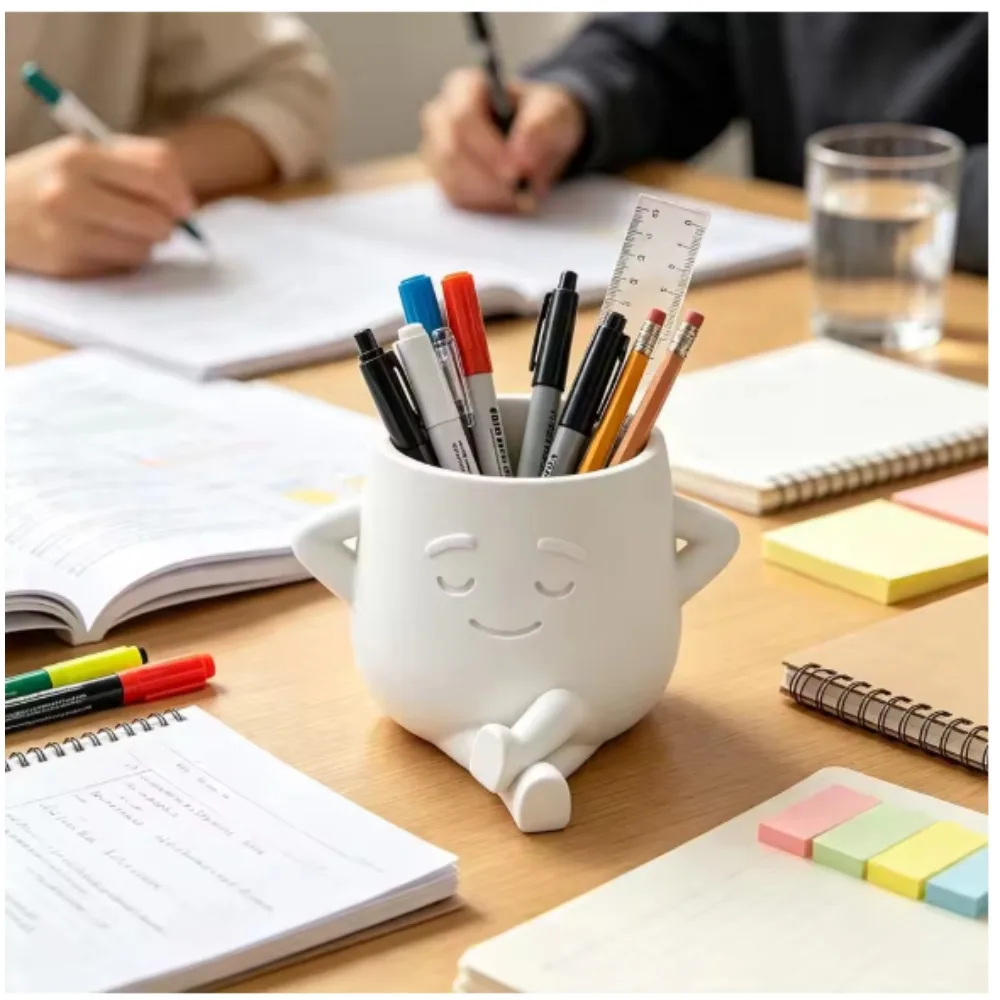 3D Printed Mini Dreamer Flower Pot Desk Pen Holder, Desktop Storage Organizer for Home Office School, Creative Desktop Decor